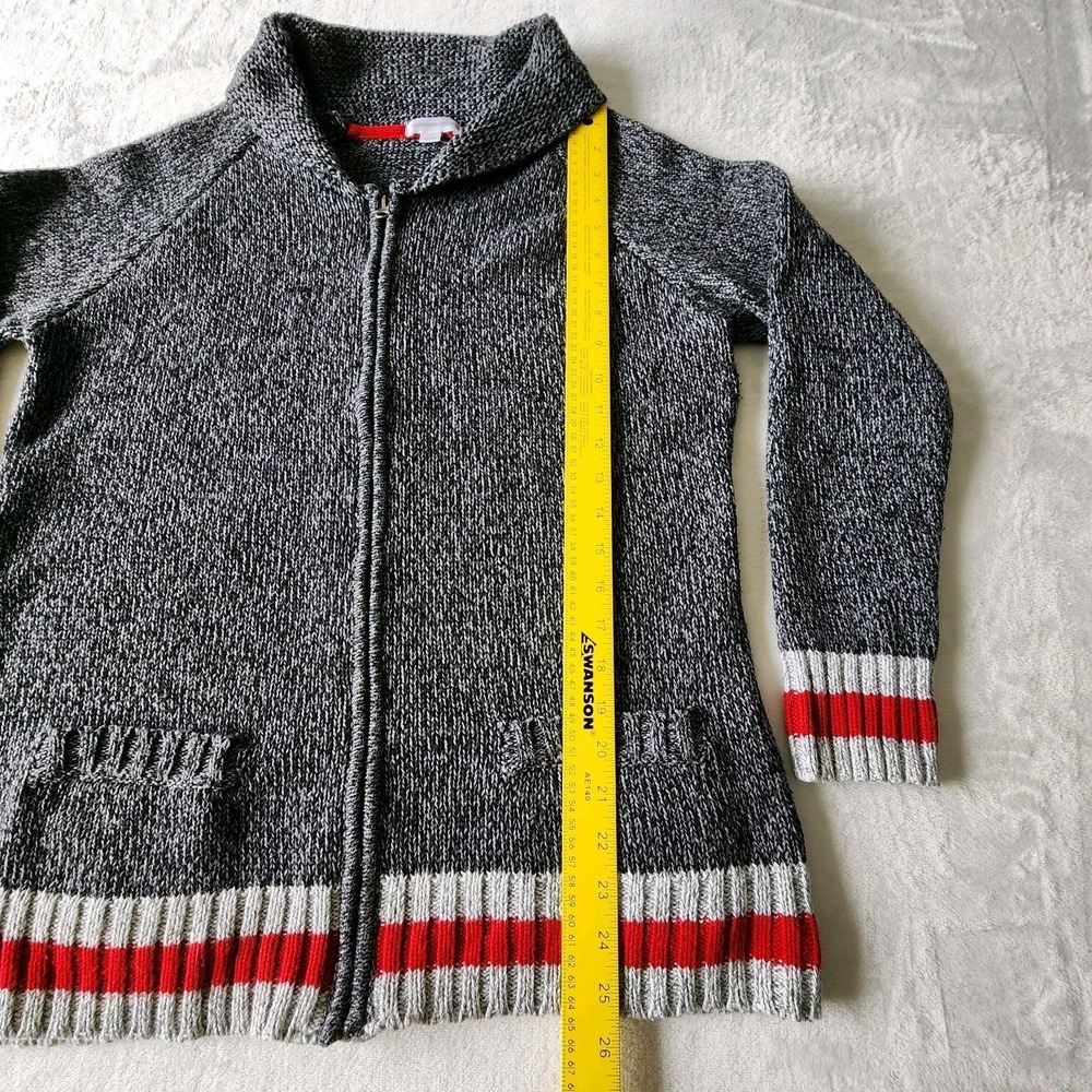 Warehouse One Cabin Sweater Womens XL Knit Gray Red White Sock Monkey Cardigan - Picture 10 of 13
